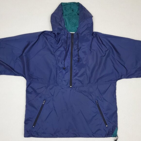 HELLY HANSEN Mens Size M Blue Vintage Hooded Rain Jacket Coat Windbreaker Poncho - Picture 4 of 9